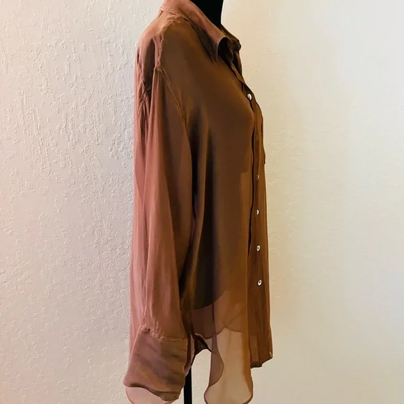 Zara Light Brown Sheer Blouse - Picture 6 of 7
